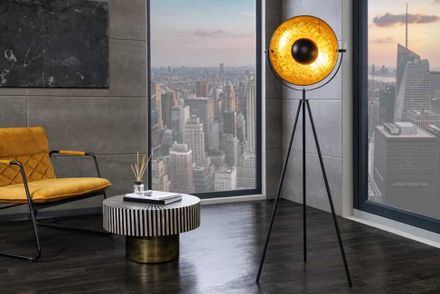 Designová stojací lampa Studio 146cm černá zlatá