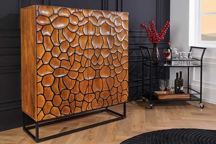 Designová vysoká komoda z masivu Vulcano Mango 100cm